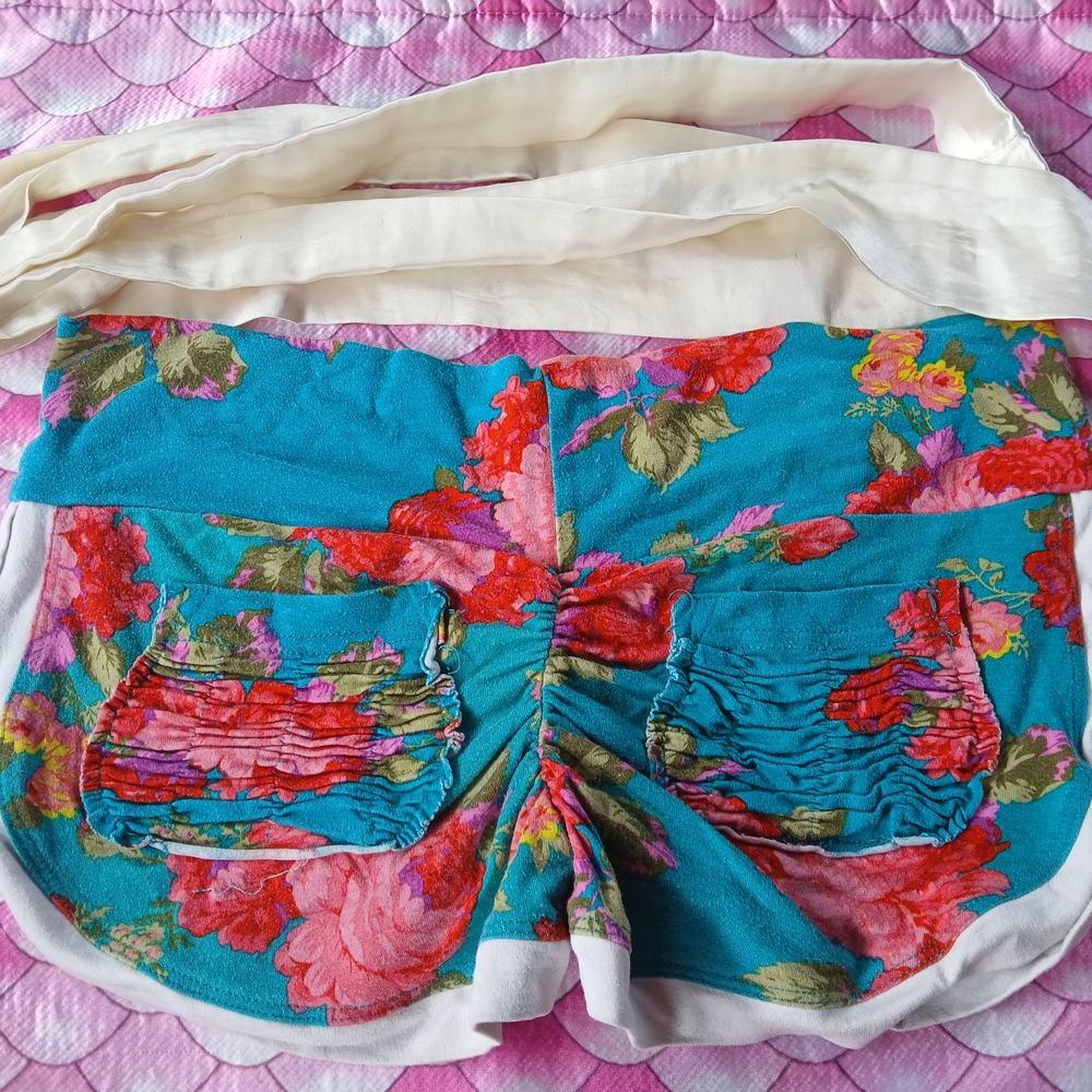 Cute Booty Lounge High Waist Blue and Red Shorts